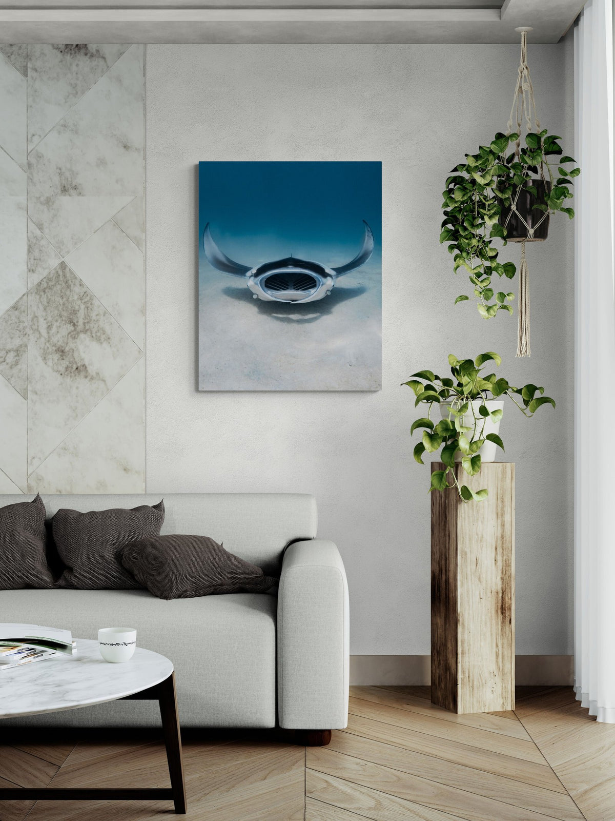 Manta ray art print — The Amazing by Jake Wilton — view 2 in a room