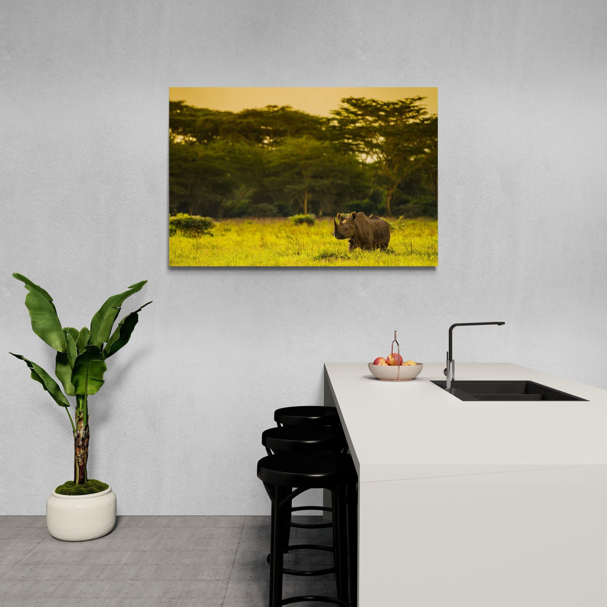 Black rhinoceros art print — The Black Rhino by Shannon Wild — view 2 in a room