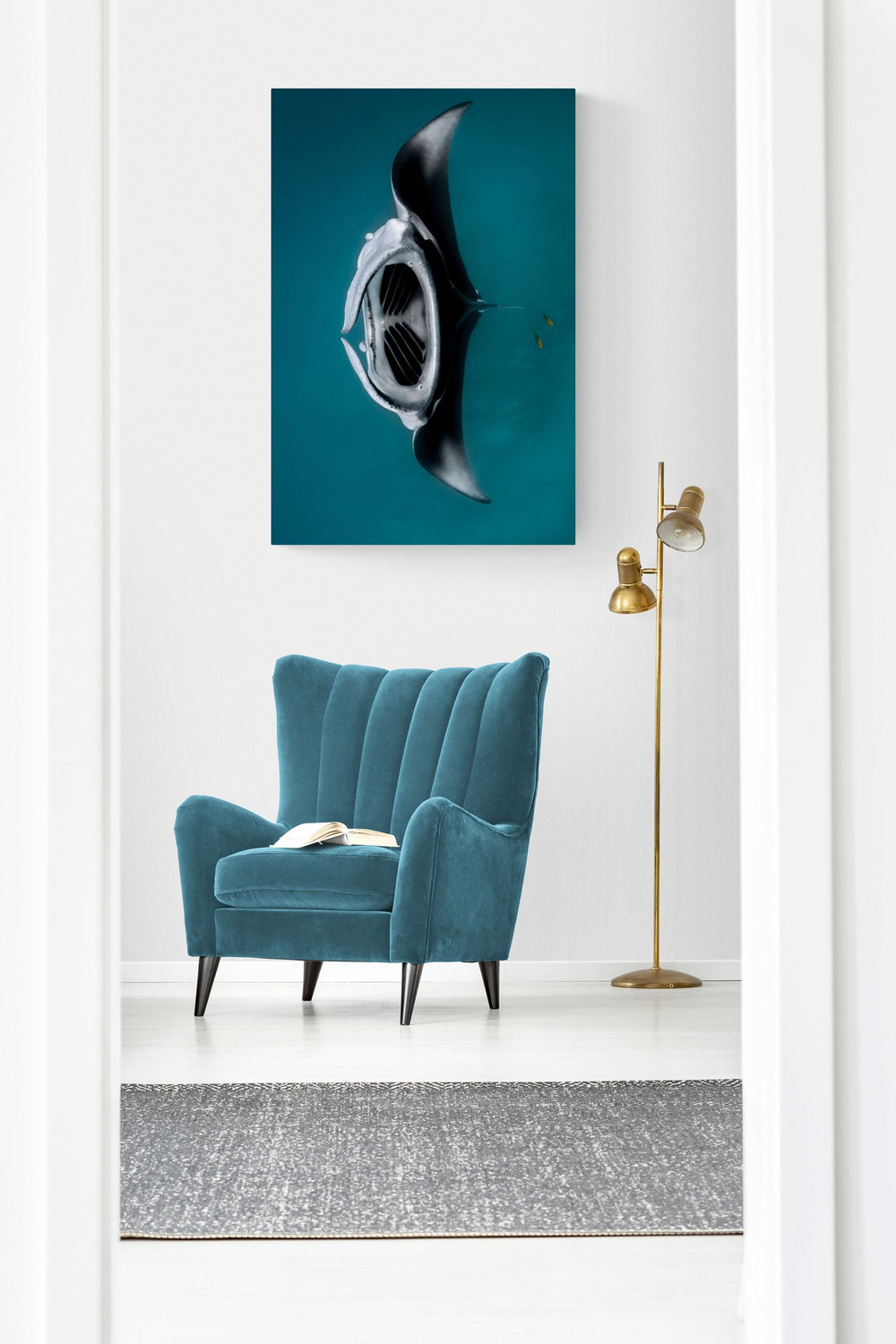 Manta ray art print — The Follow by Jake Wilton — view 4 in a room