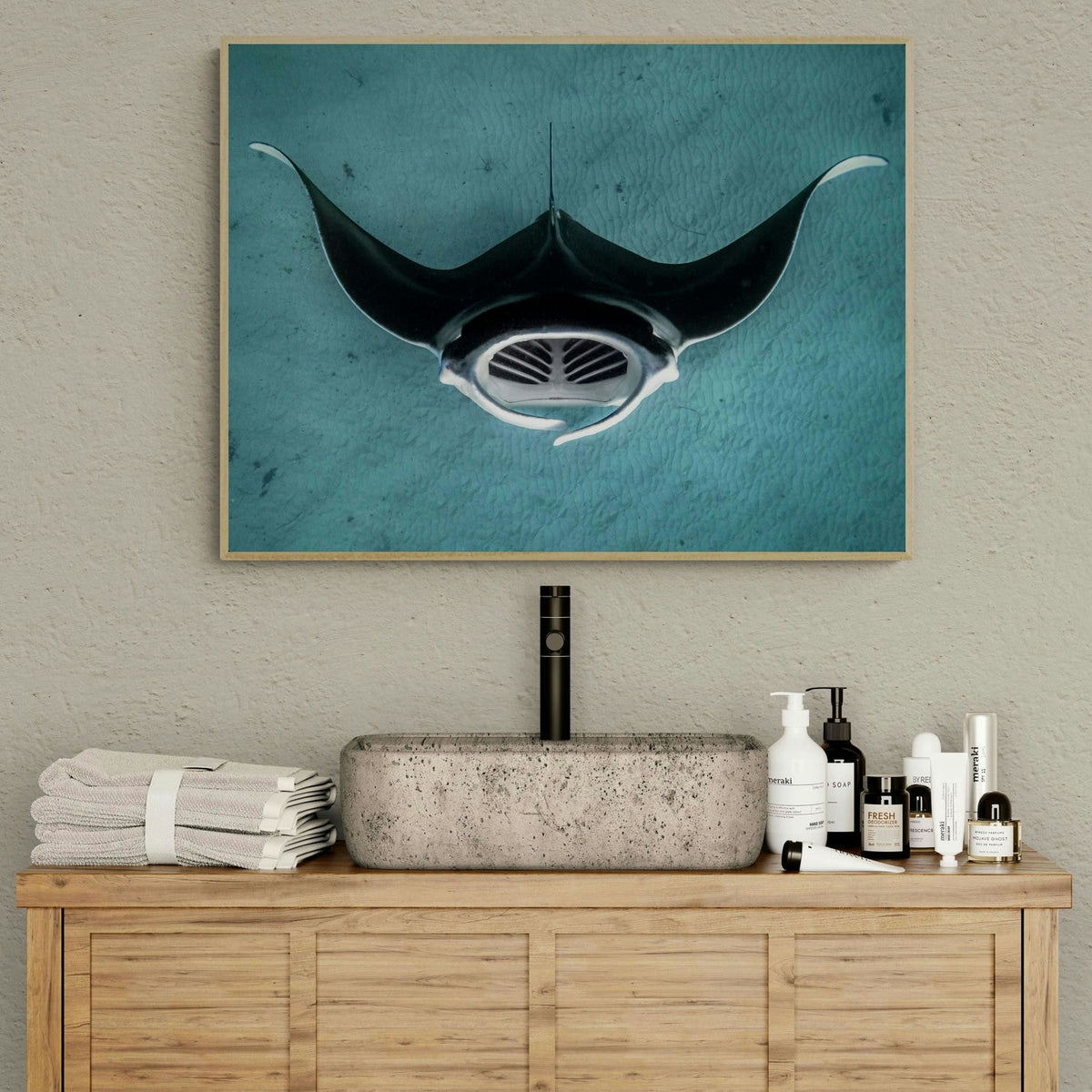 Manta ray art print — The Manta by Anouska Freedman — view 2 in a room