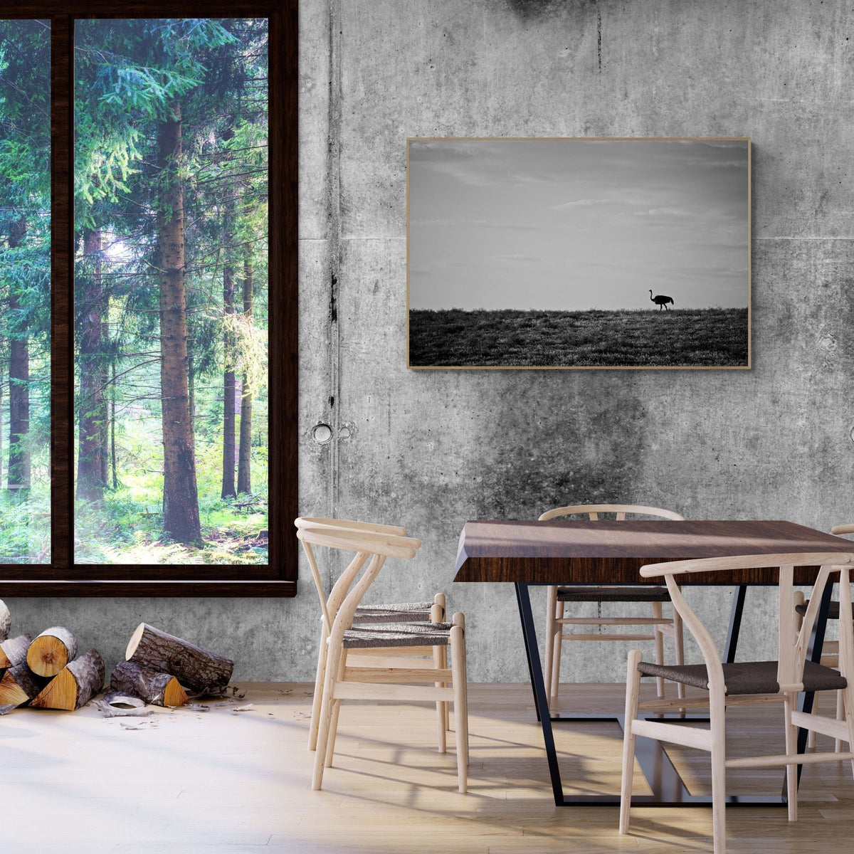 Ostrich art print — The Ostrich by Shannon Wild — view 2 in a room