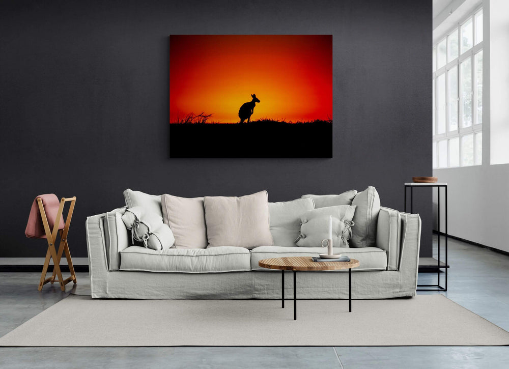 Kangaroo art print — The Silhouette by Andre Rerekura — view 4 in a room