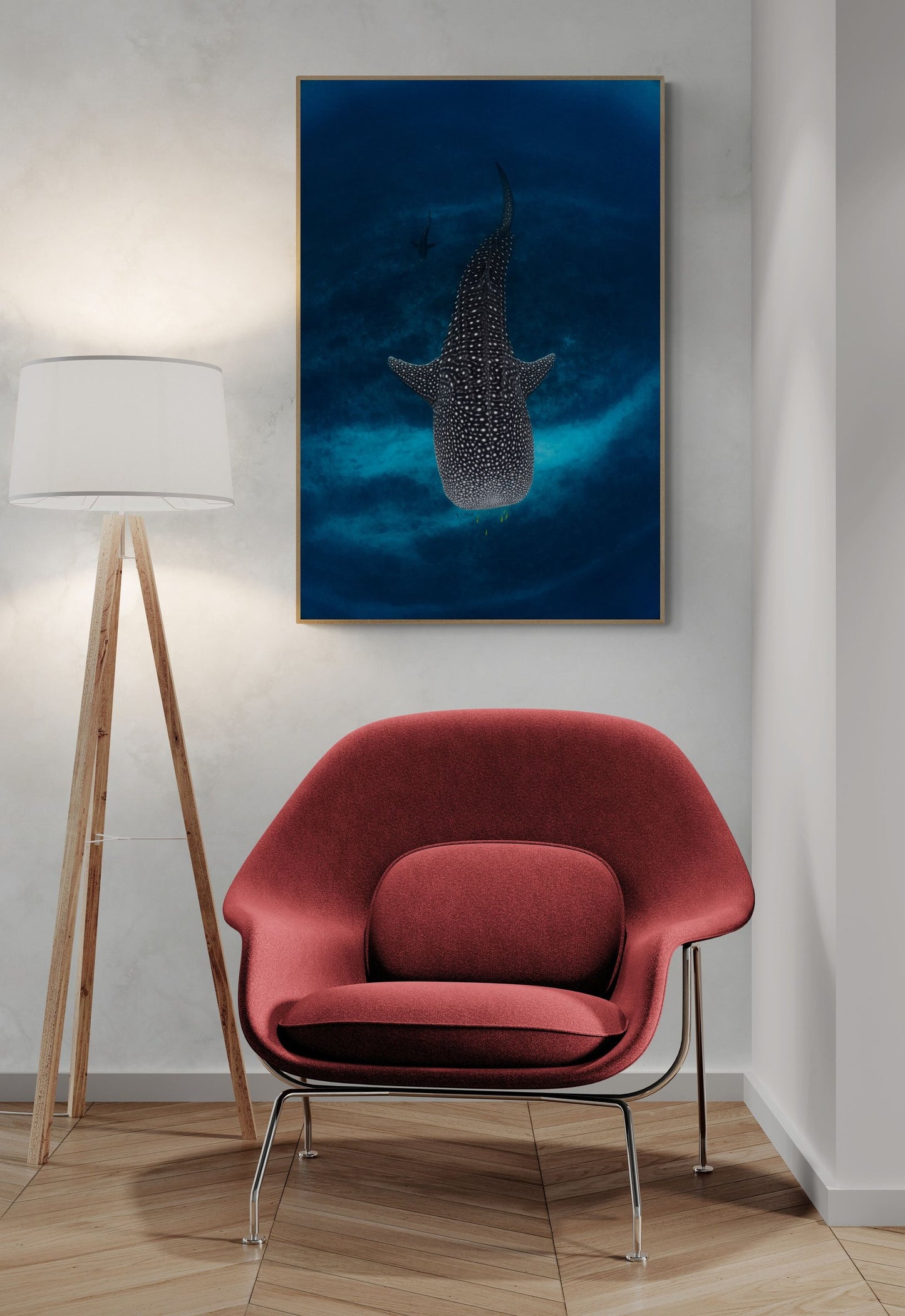 In-room photo of "The Whale On The Reef," an artwork by Ollie Clarke.