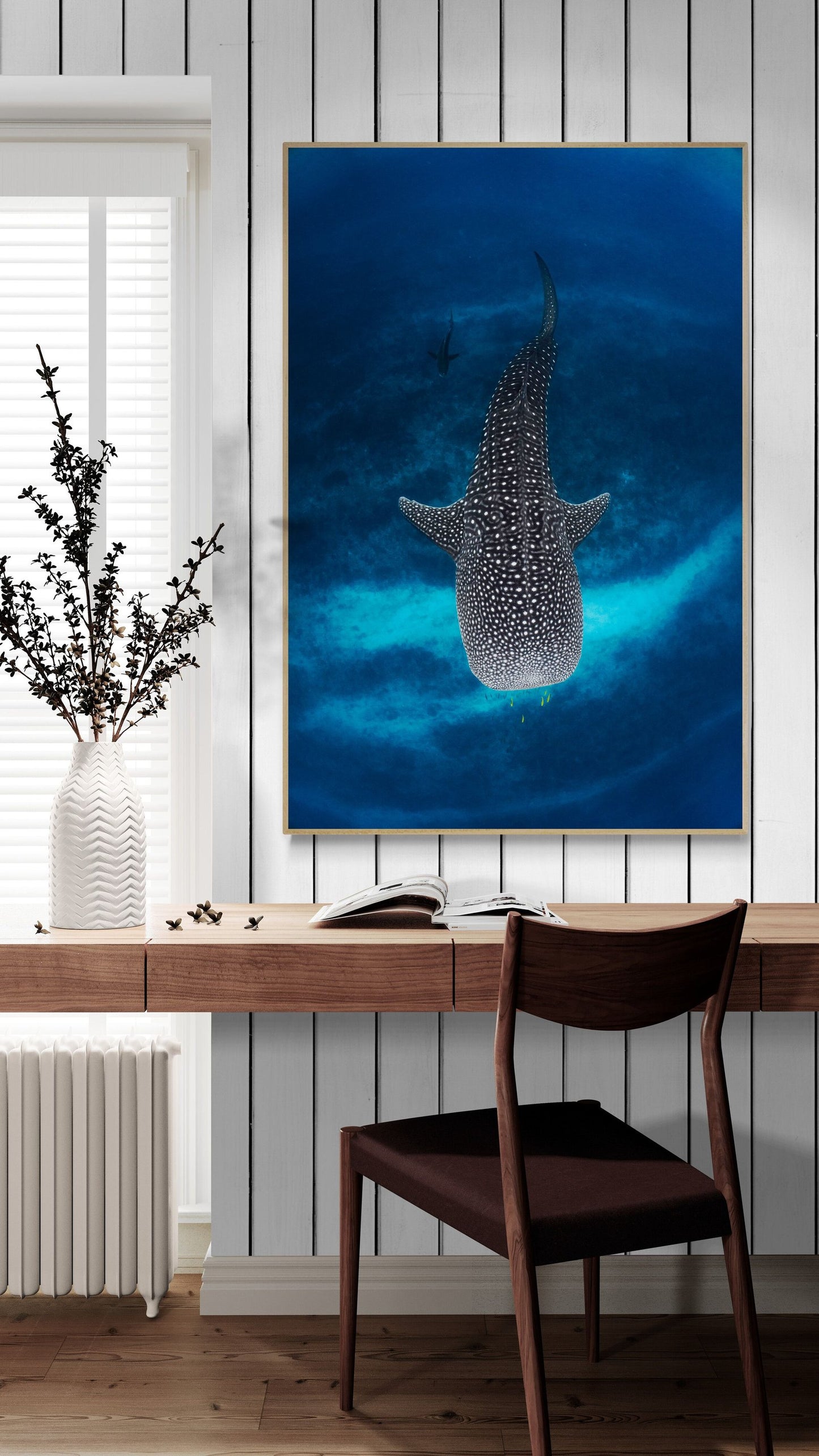 In-room photo of "The Whale On The Reef," an artwork by Ollie Clarke.