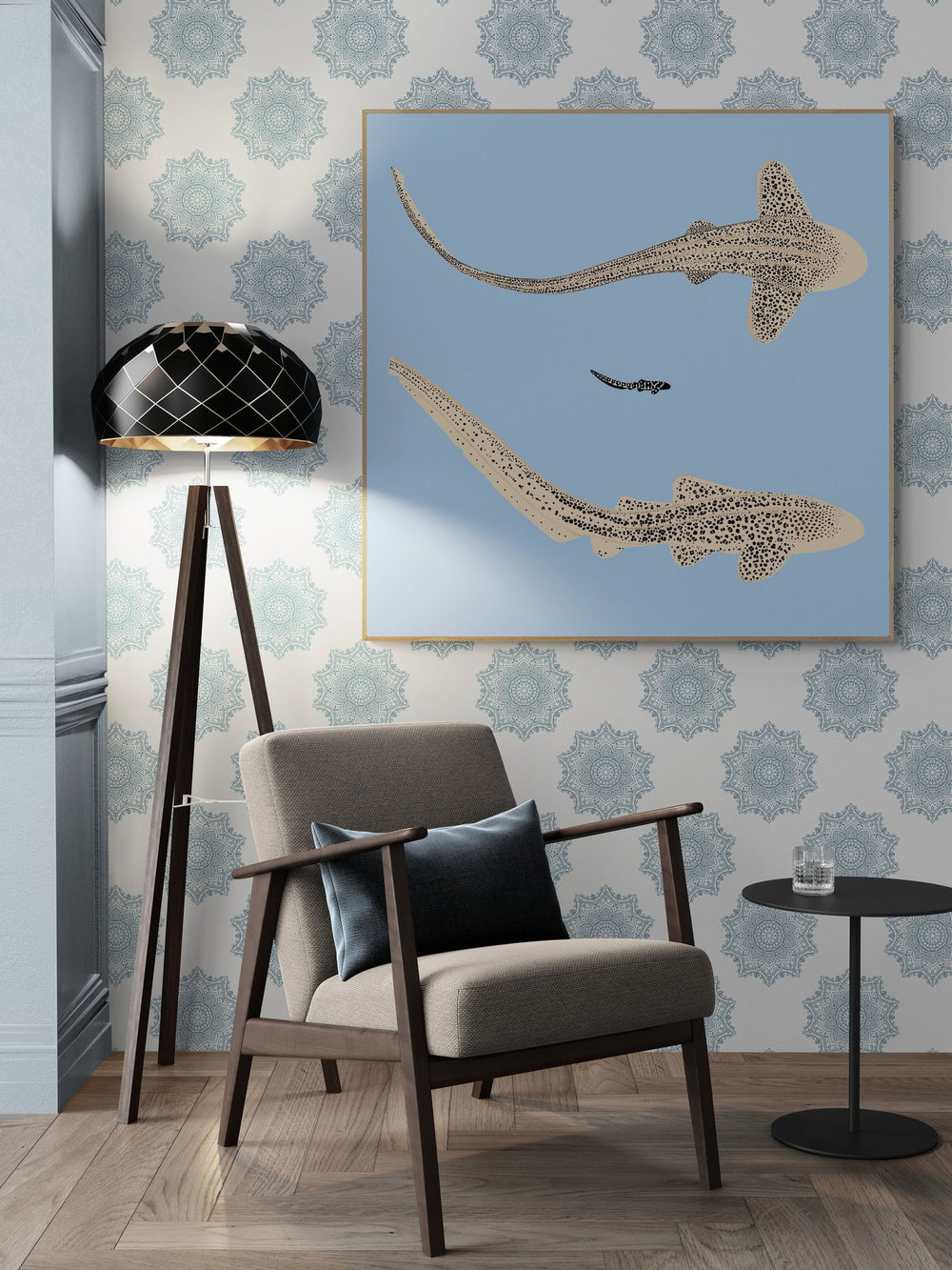 Zebra shark art print — The Zebra Shark by Ian Daniell — view 4 in a room