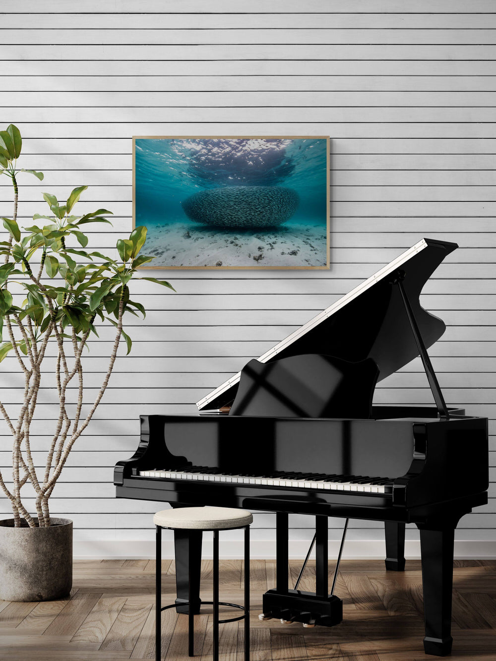 Bait ball art print — The Bait Ball by Andre Rerekura — view 4 in a room