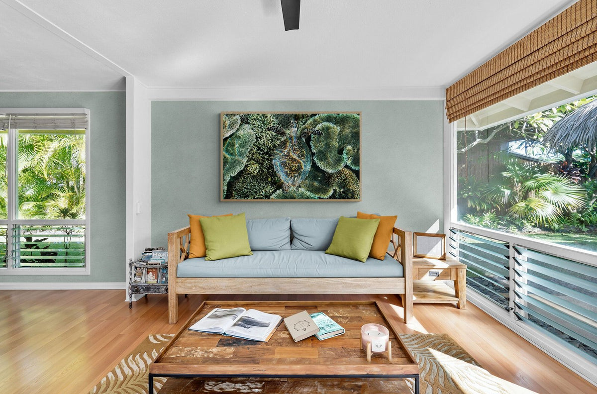 Sea turtle art print — The Beauty by Paul Hilton — in a room setting, view 3 in a room