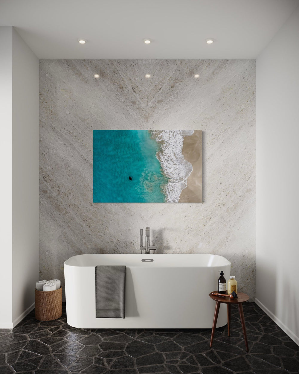 Manta ray art print — The Beauty by Jake Wilton — in a room setting, view 4 in a room