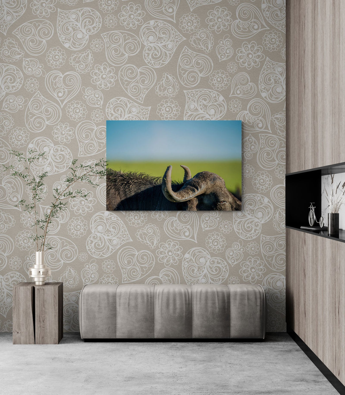 Cape buffalo art print — The Buffalo by Shannon Wild — view 2 in a room