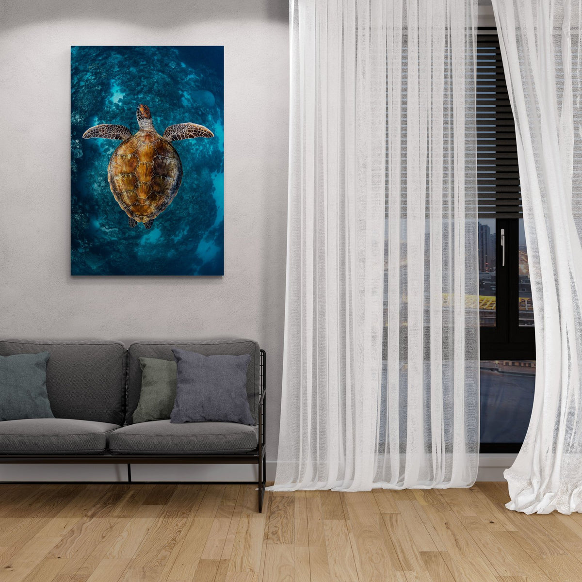 Sea turtle art print — The Cruising by Jake Wilton — view 2 in a room
