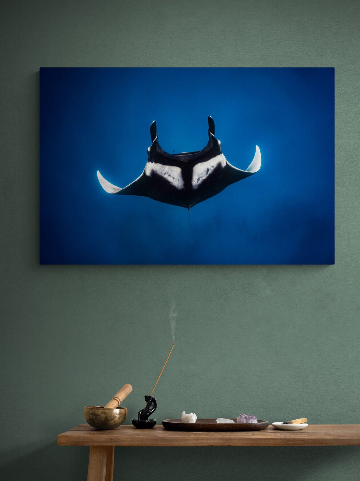 Manta ray art print — The Curve by Ollie Clarke — view 3 in a room