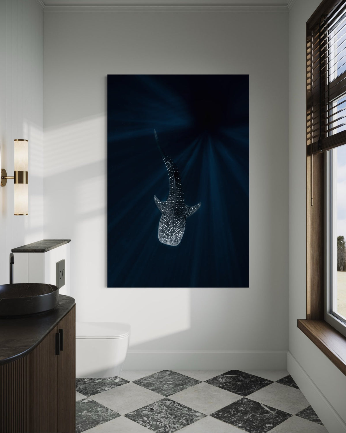Whale shark art print — The Deep Blue by Daniel Nicholson — view 2 in a room