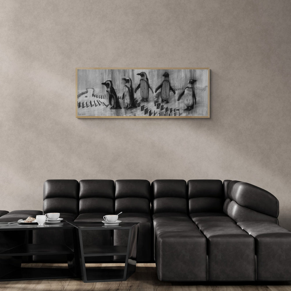 Penguin art print — The Domino Effect by Duncan Stewart — view 4 in a room