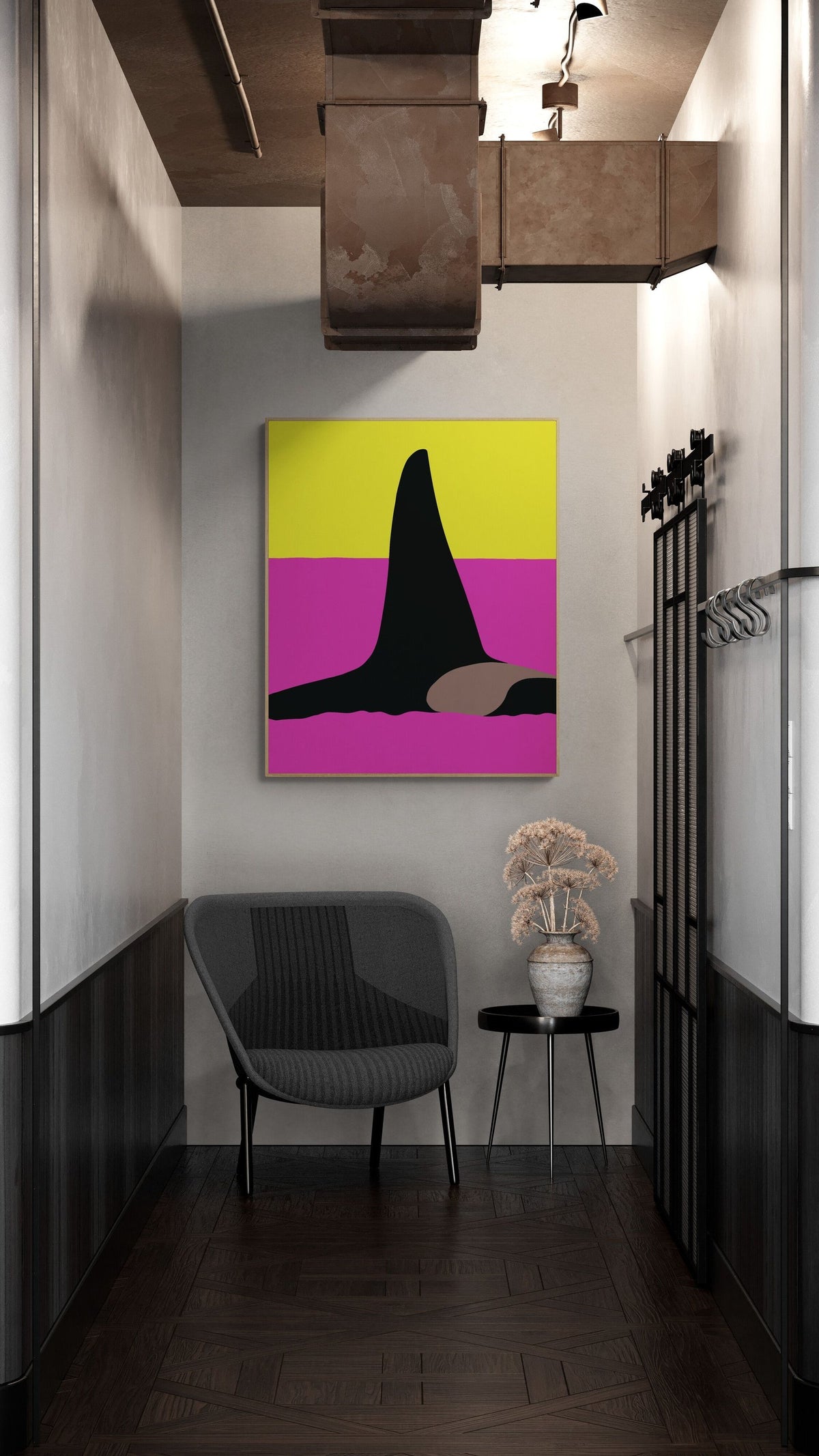 Orca art print — The Dorsal Fin by Ian Daniell — view 2 in a room