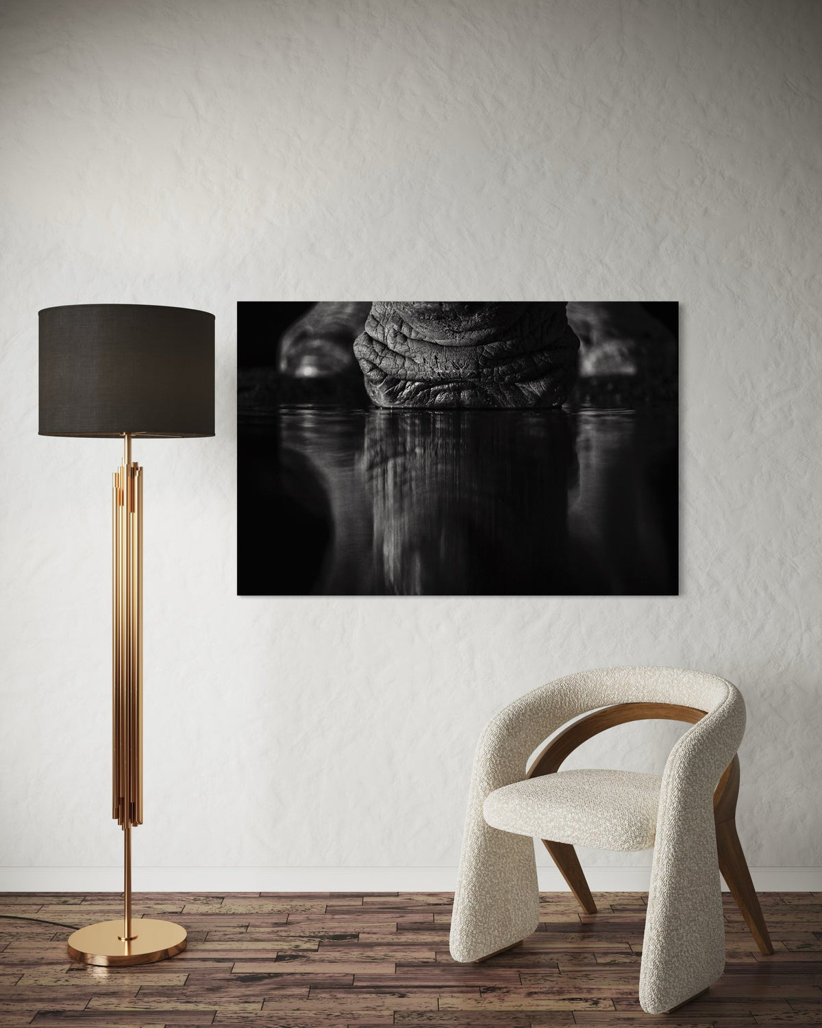 Rhinoceros art print — The Drink by Shannon Wild — view 3 in a room