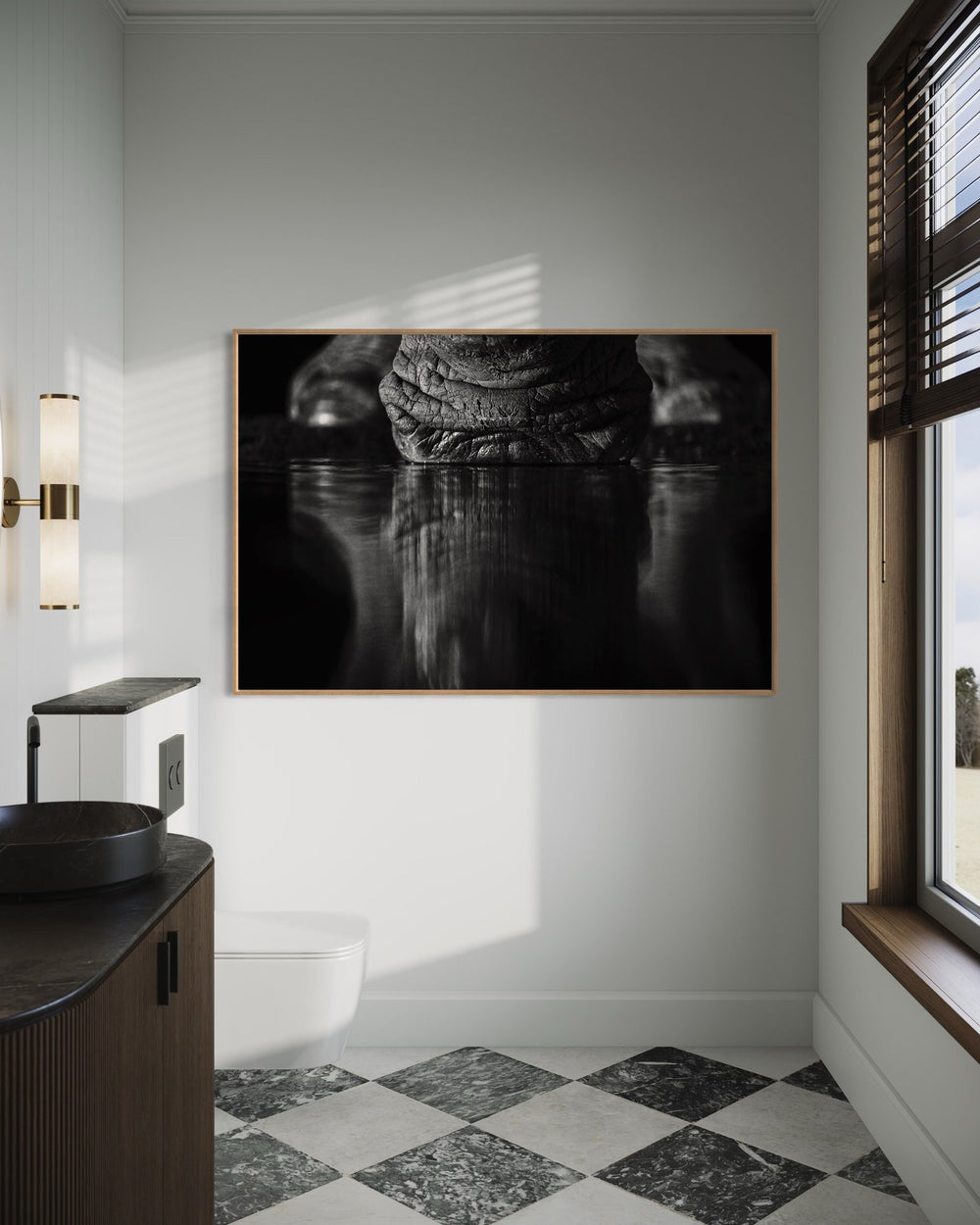 Rhinoceros art print — The Drink by Shannon Wild — view 4 in a room