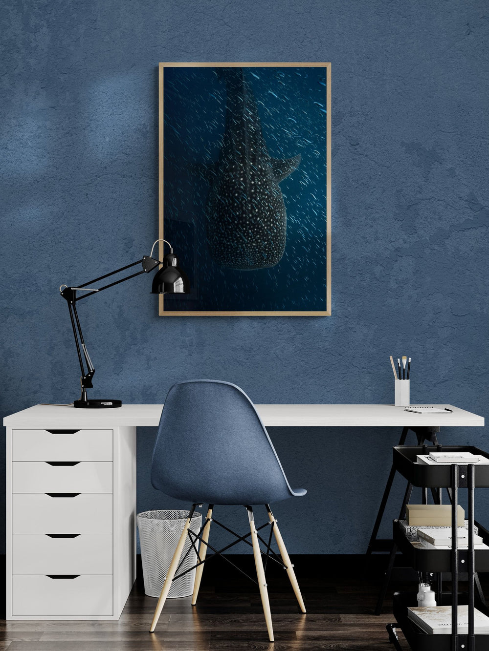 Whale shark art print — The Frenzy by Jake Wilton — view 4 in a room