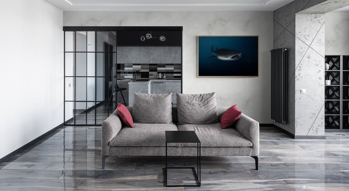 Whale shark art print — The Hungry by Jake Wilton — view 2 in a room