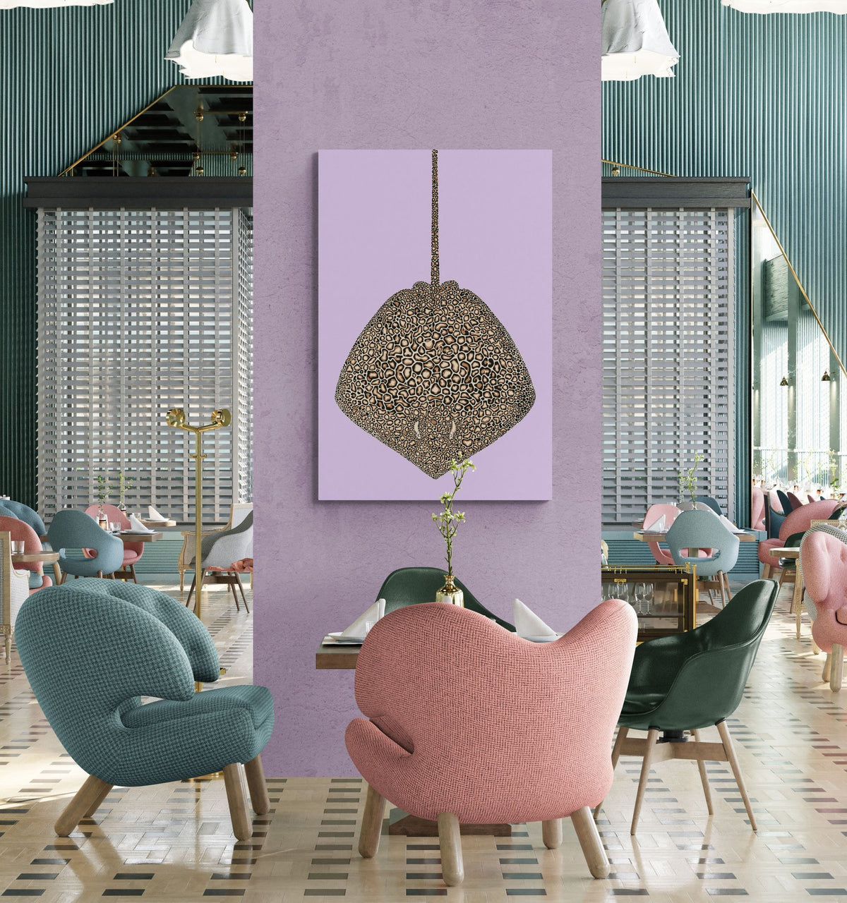 Leopard whipray art print — The Leopard Whipray by Ian Daniell — view 2 in a room