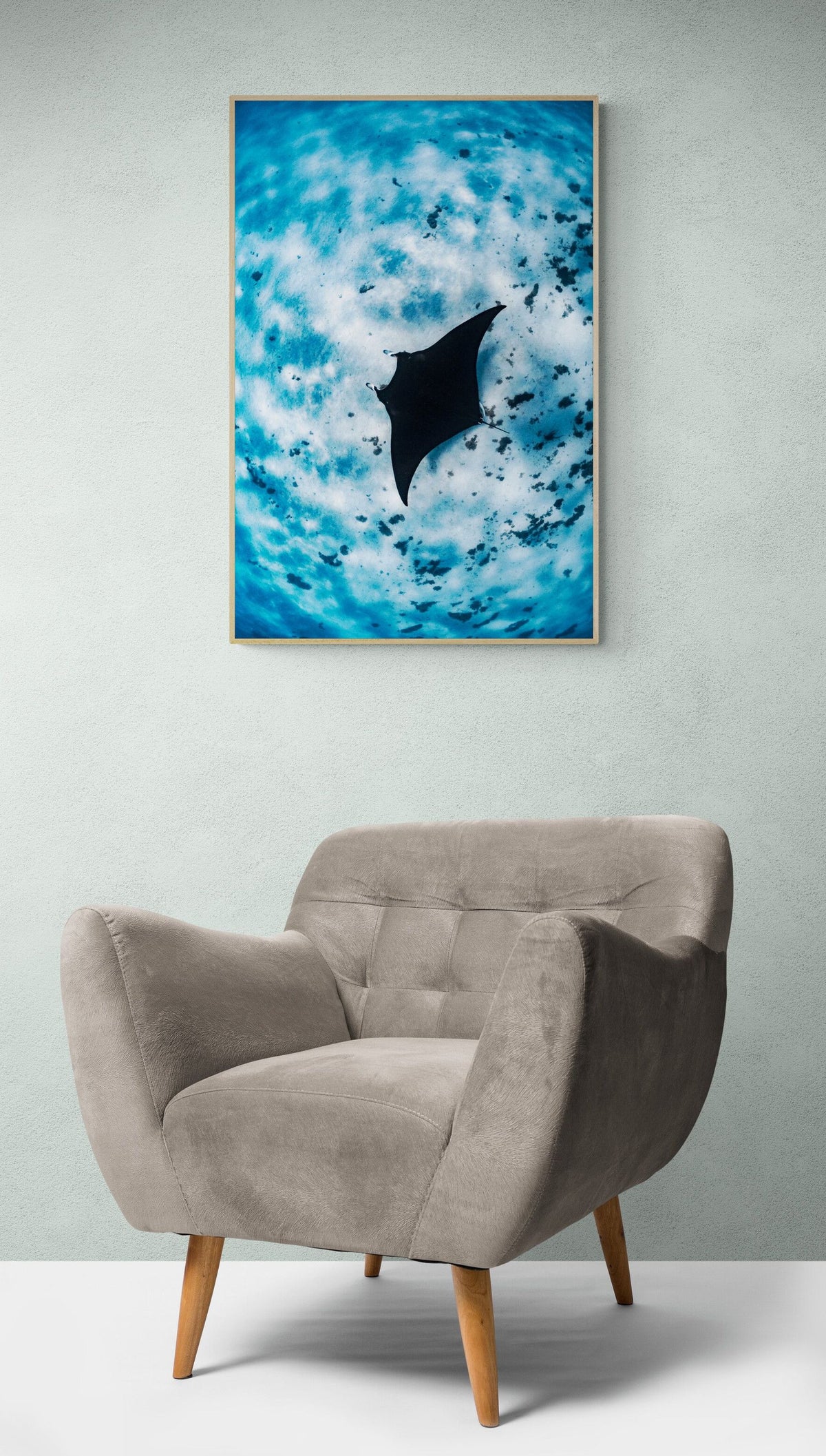 Manta ray art print — The Manta Cruise by Ollie Clarke — view 3 in a room