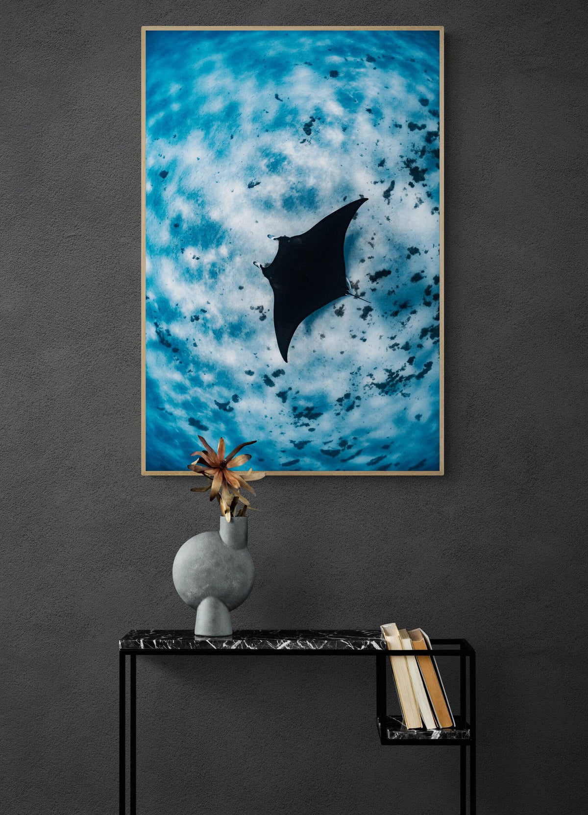 Manta ray art print — The Manta Cruise by Ollie Clarke — view 2 in a room