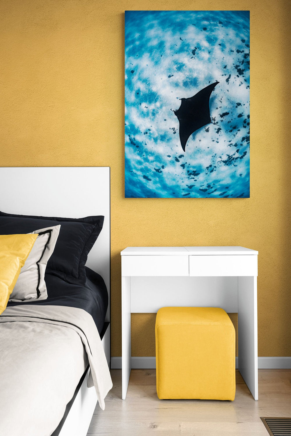 Manta ray art print — The Manta Cruise by Ollie Clarke — view 4 in a room