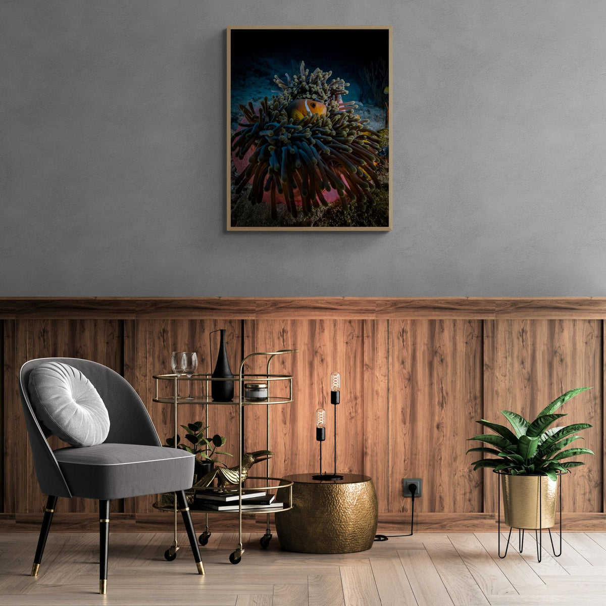 Clownfish art print — The Night Owl by Jake Wilton — view 3 in a room