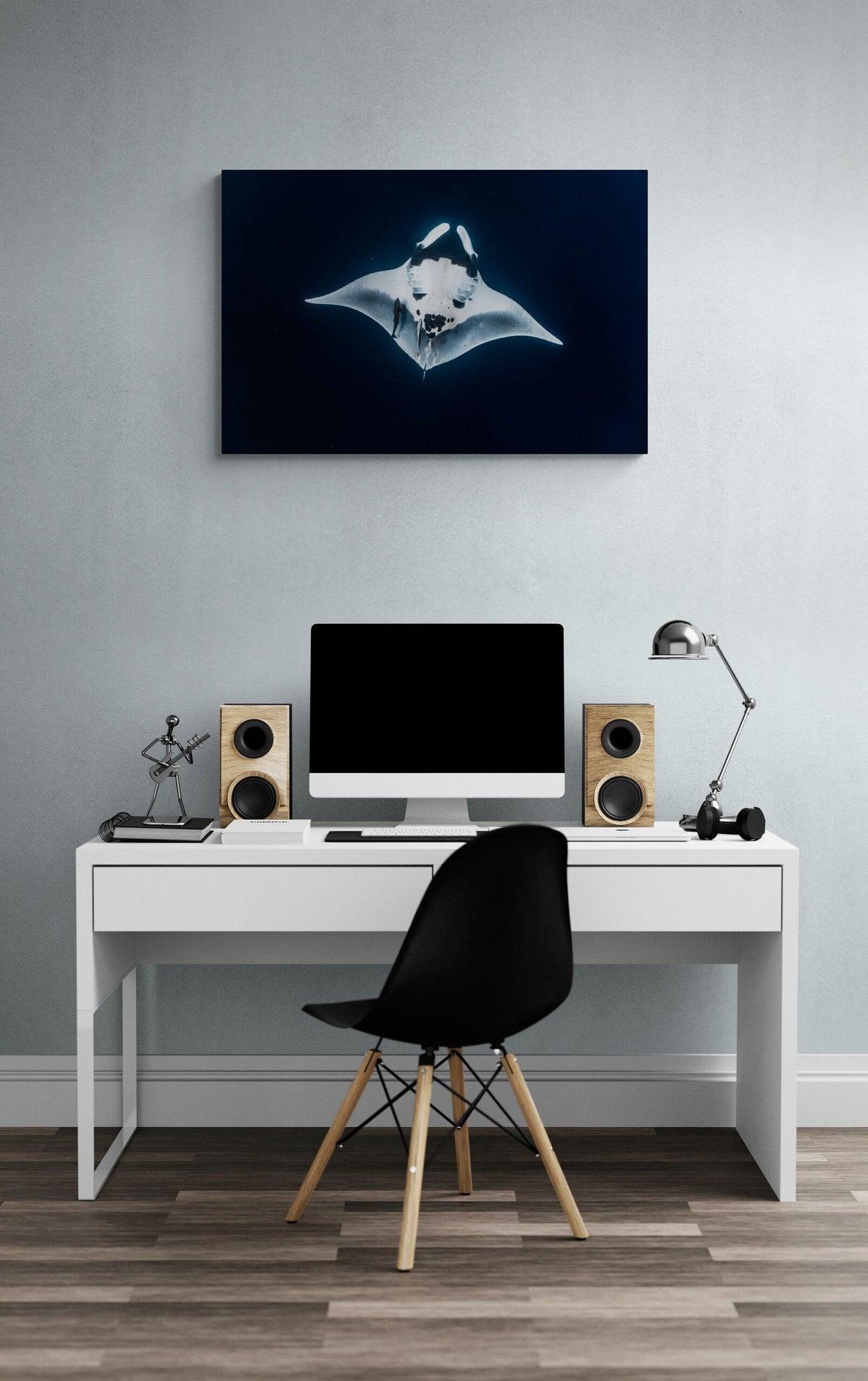 Manta ray art print — The Oceanic Stream by Ollie Clarke — view 2 in a room
