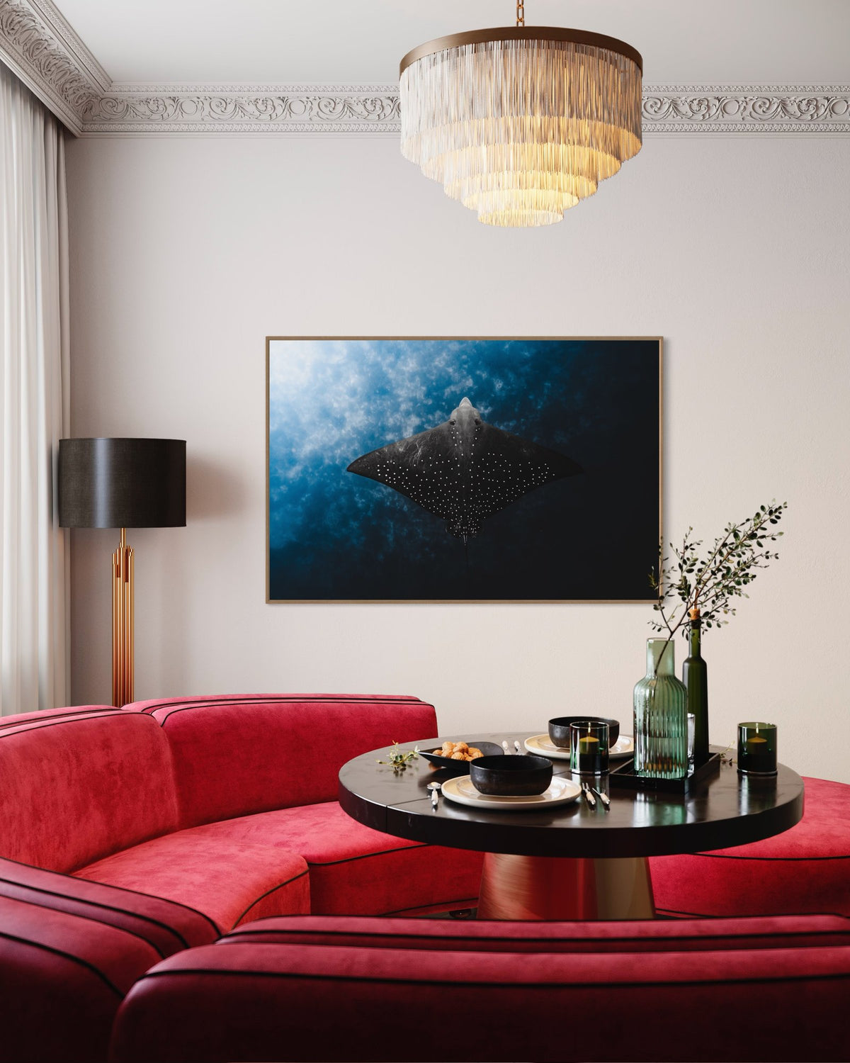 Manta ray art print — The Ray by Daniel Nicholson — view 3 in a room
