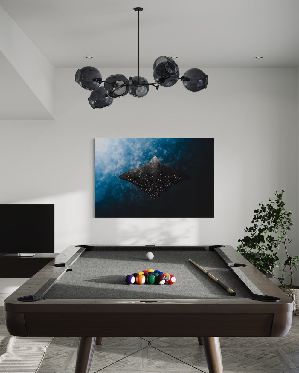 Manta ray art print — The Ray by Daniel Nicholson — view 4 in a room