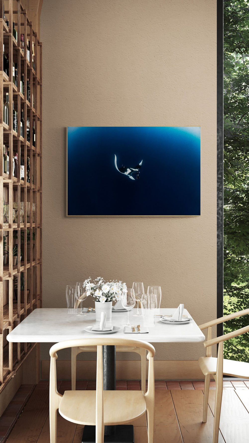 Manta ray art print — The Ray Lay by Ollie Clarke — view 4 in a room