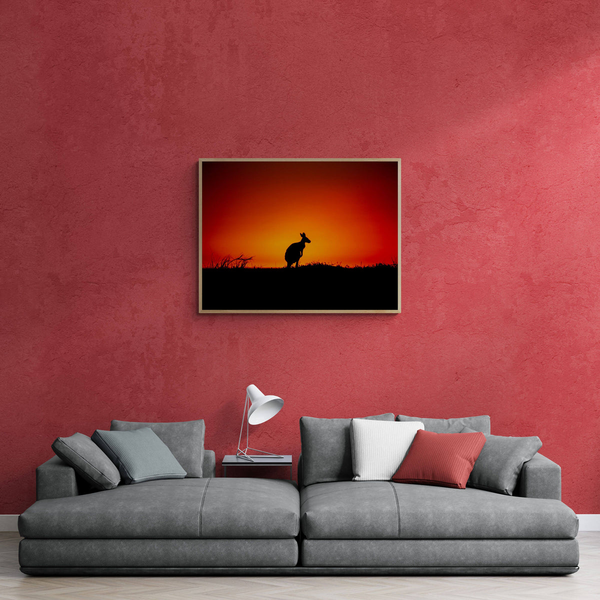 Kangaroo art print — The Silhouette by Andre Rerekura — view 3 in a room