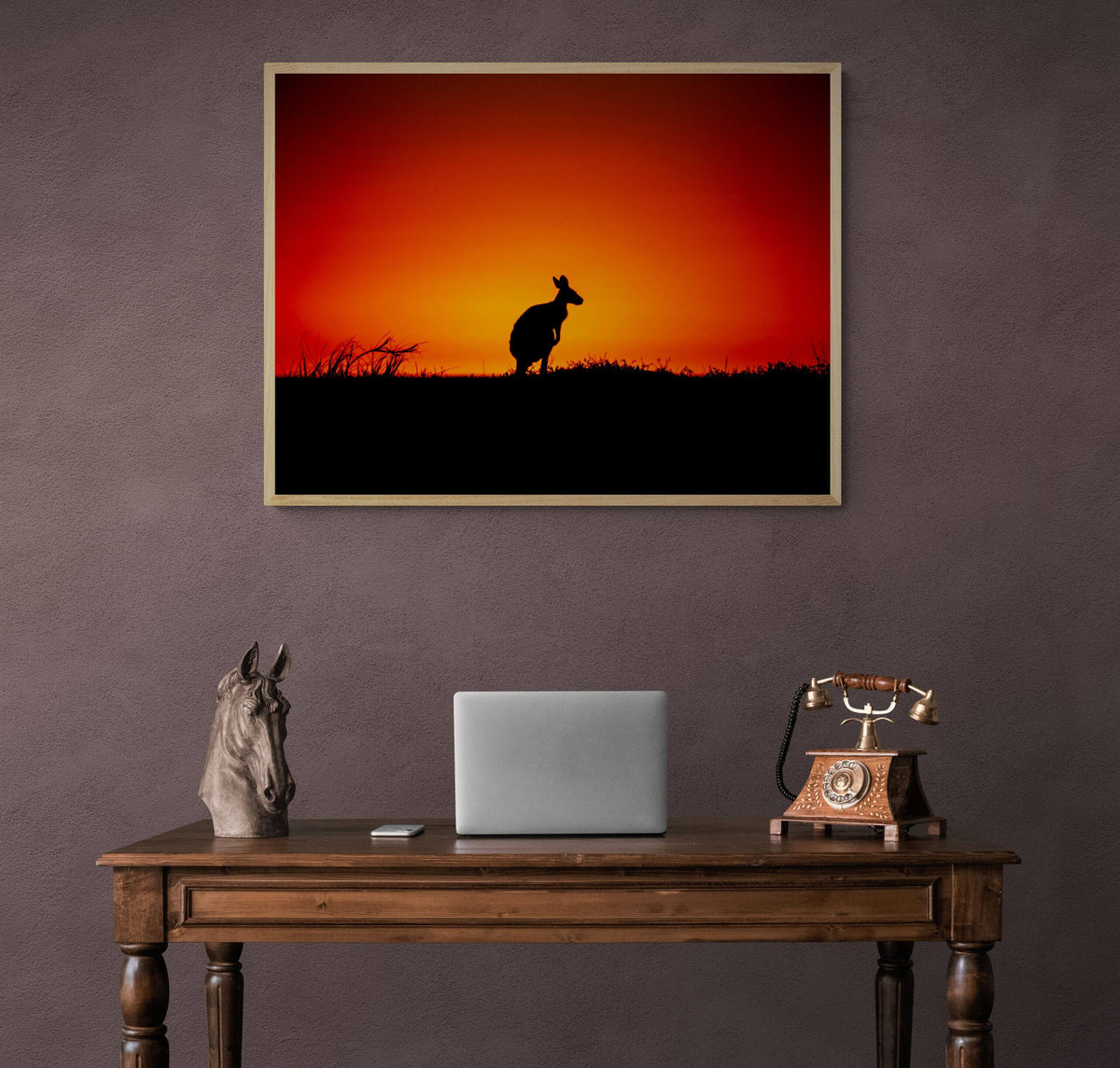 Kangaroo art print — The Silhouette by Andre Rerekura — view 2 in a room