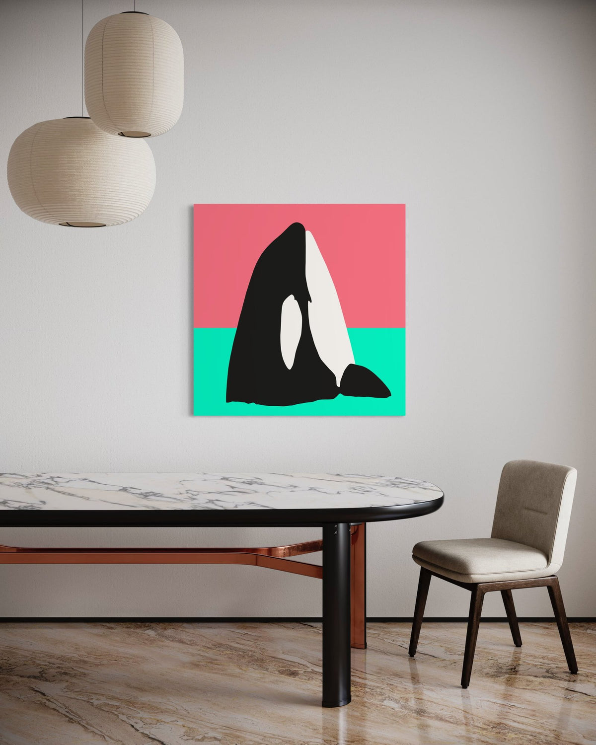 Orca art print — The Spyhop by Ian Daniell — view 2 in a room