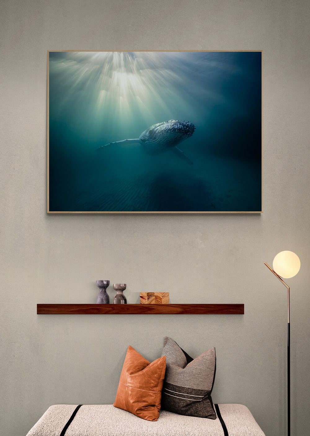 Humpback whale art print — The Sunray by Anouska Freedman — view 4 in a room