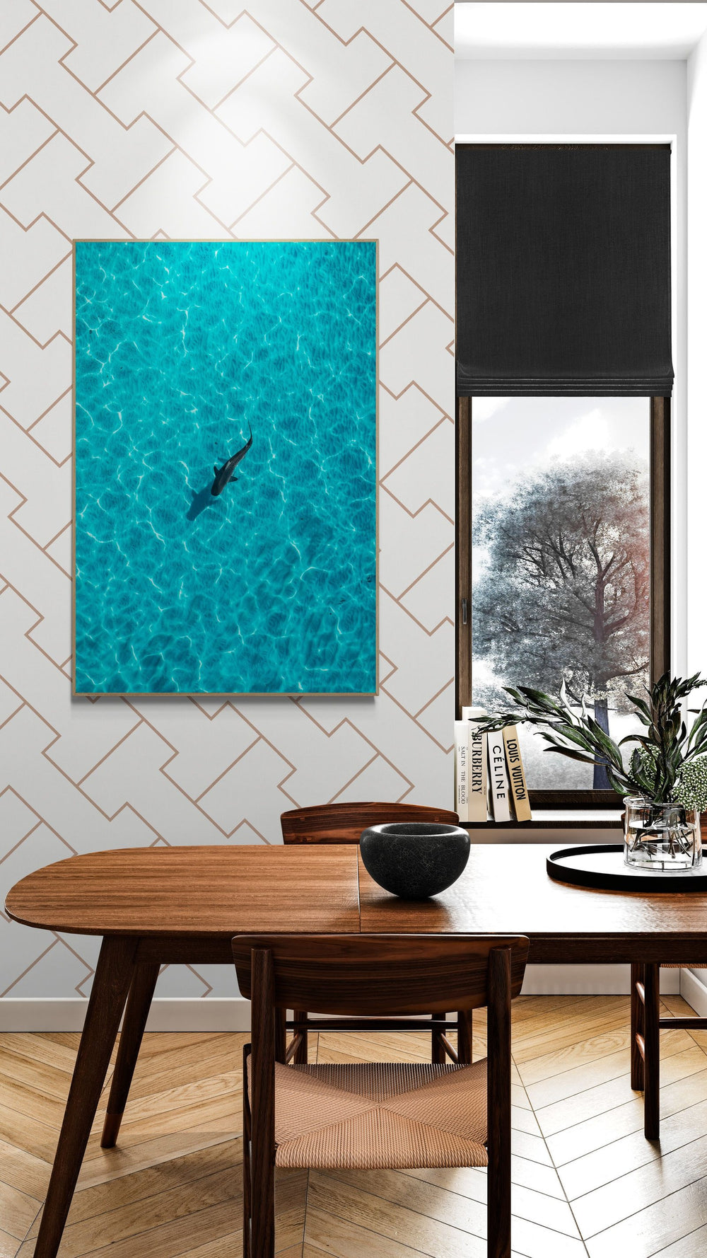 Tiger shark art print — The Tiger Lil by Ollie Clarke — view 4 in a room