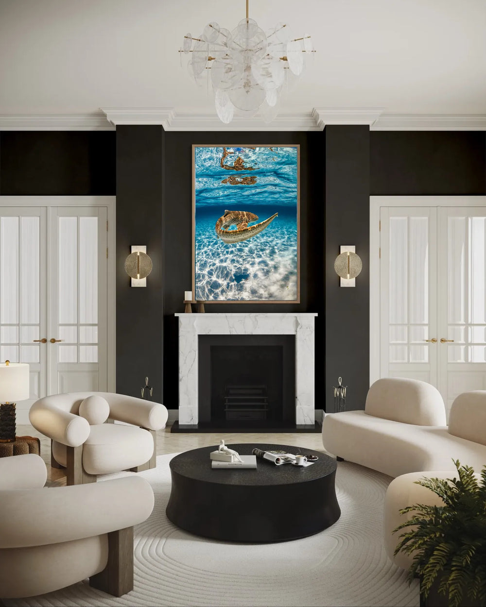 The Agile, float-framed in light oak, in a room
